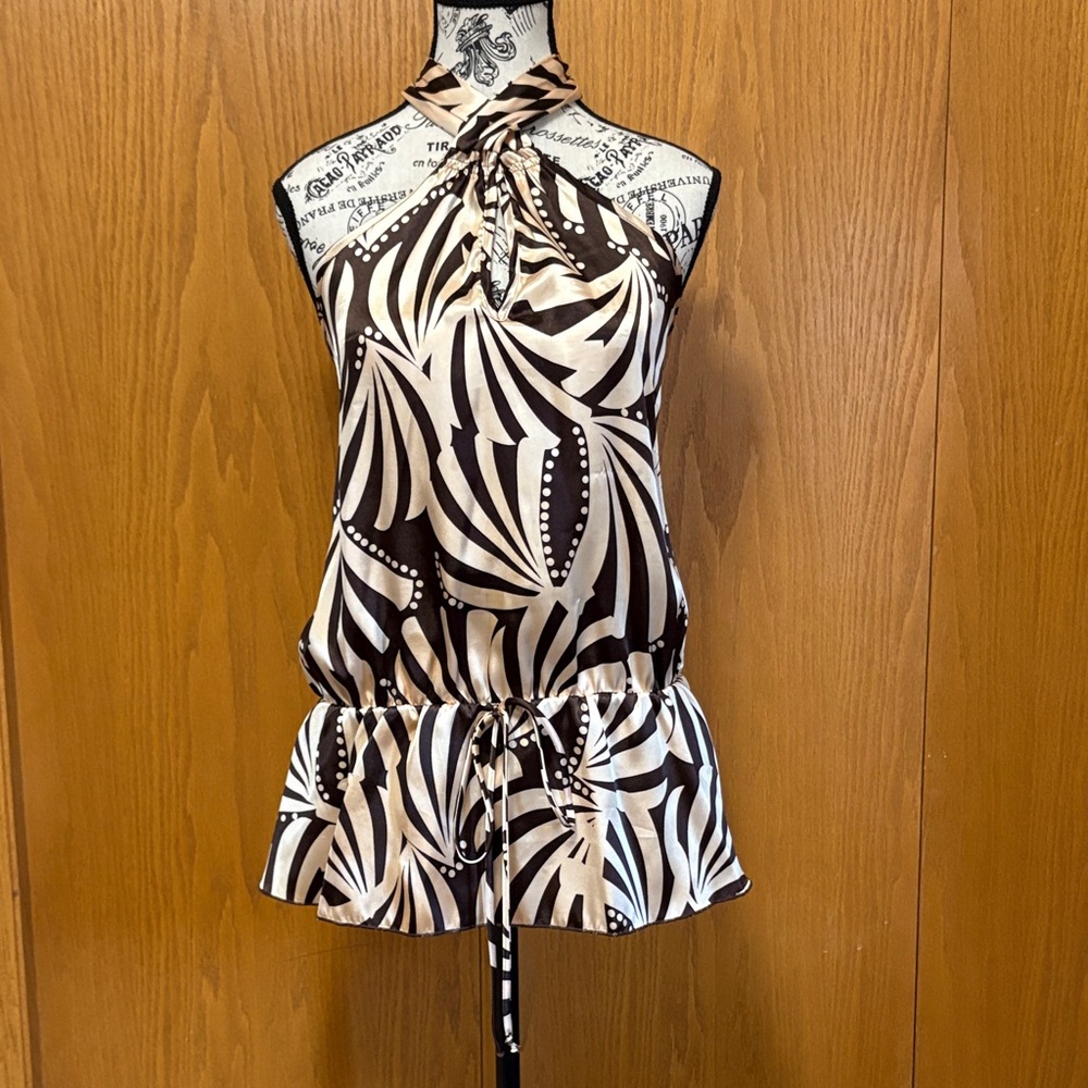 Topia Brown and Cream Patterned Top